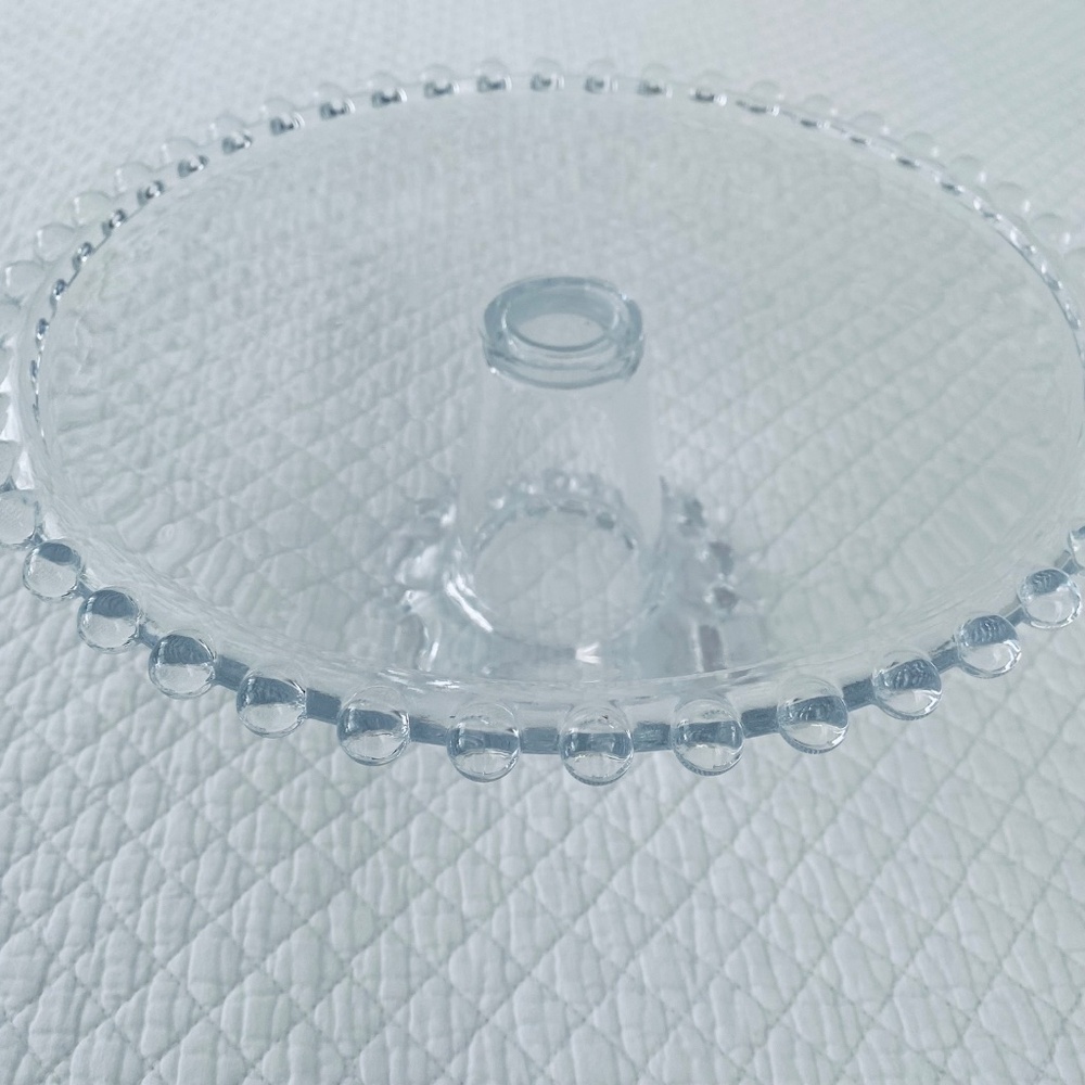 Large Glass Beaded Edge Pedestal Cake Stand - Picture 5 of 10